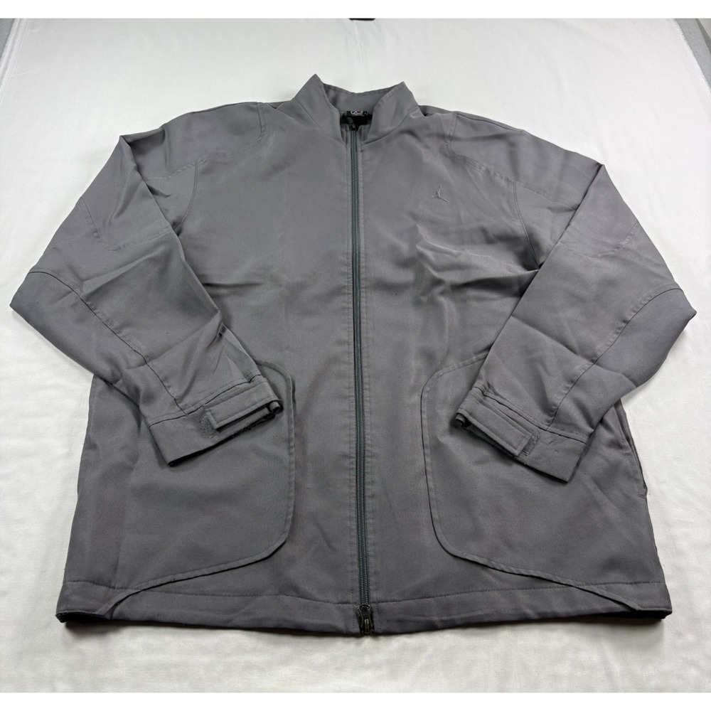 Air Jordan Track Jacket Mens Large Gray Full Zip Spell Out Big Logo Y2K